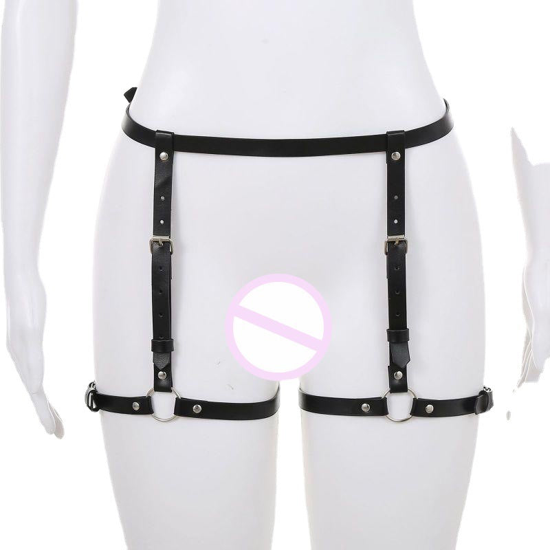 Bondage BDSM 4-Set Erotic Chest Waist Cuff Mask Body Harness