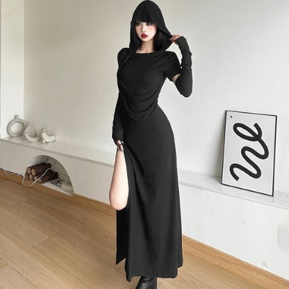 High-Slit Hooded Dress Suit & Glove