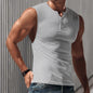 Men's Sleeveless Light 3 Button Board Solid Color Tank Vest Huge Variety