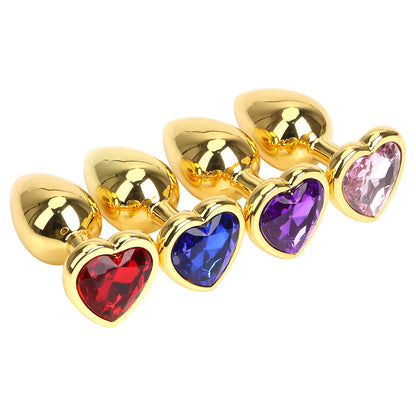 Love Heart Diamond Gold Butt Plug