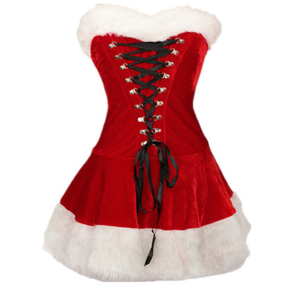 Tube Top Furry Corset Dress Lady Santa Claus