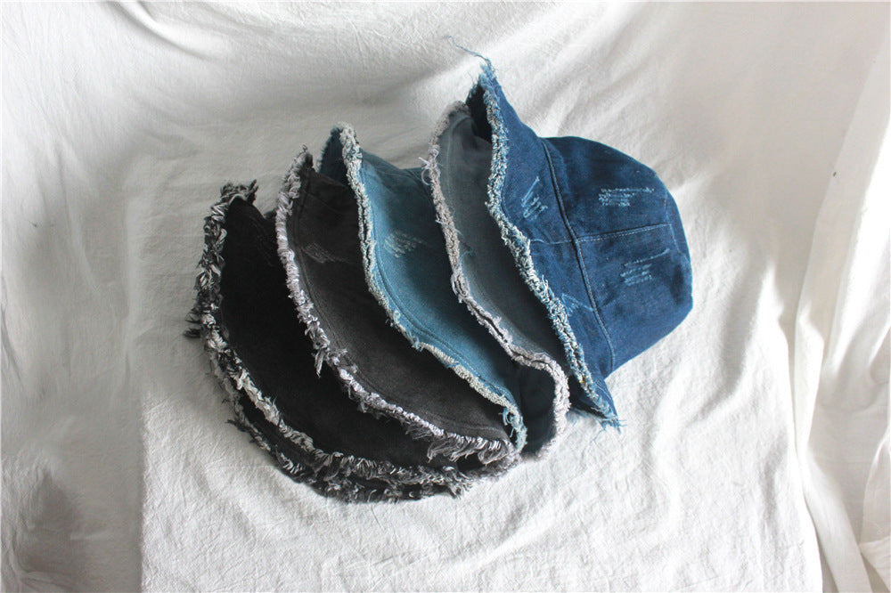 Sunshade Raw Edge Denim Bucket Hat