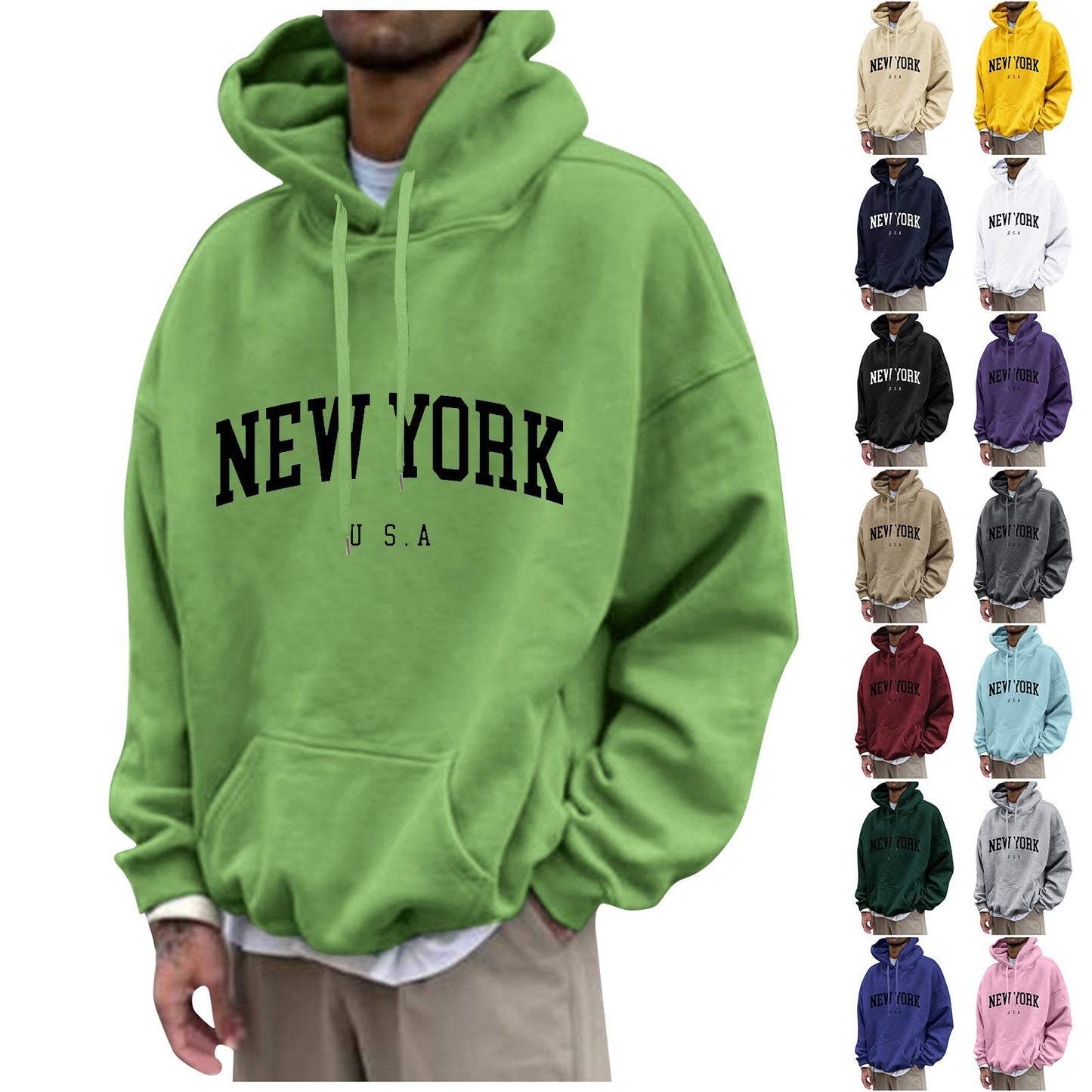 New York Long-Sleeve Kangaroo Pocket Hoodie Huge Variety