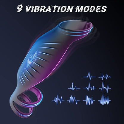 Perfect Size Long Length Waterproof Vibrating Silicone Ring Masturbator