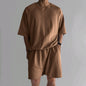 Men's Terry Casual Round Neck Short Sleeve & Shorts Set Huge Variety