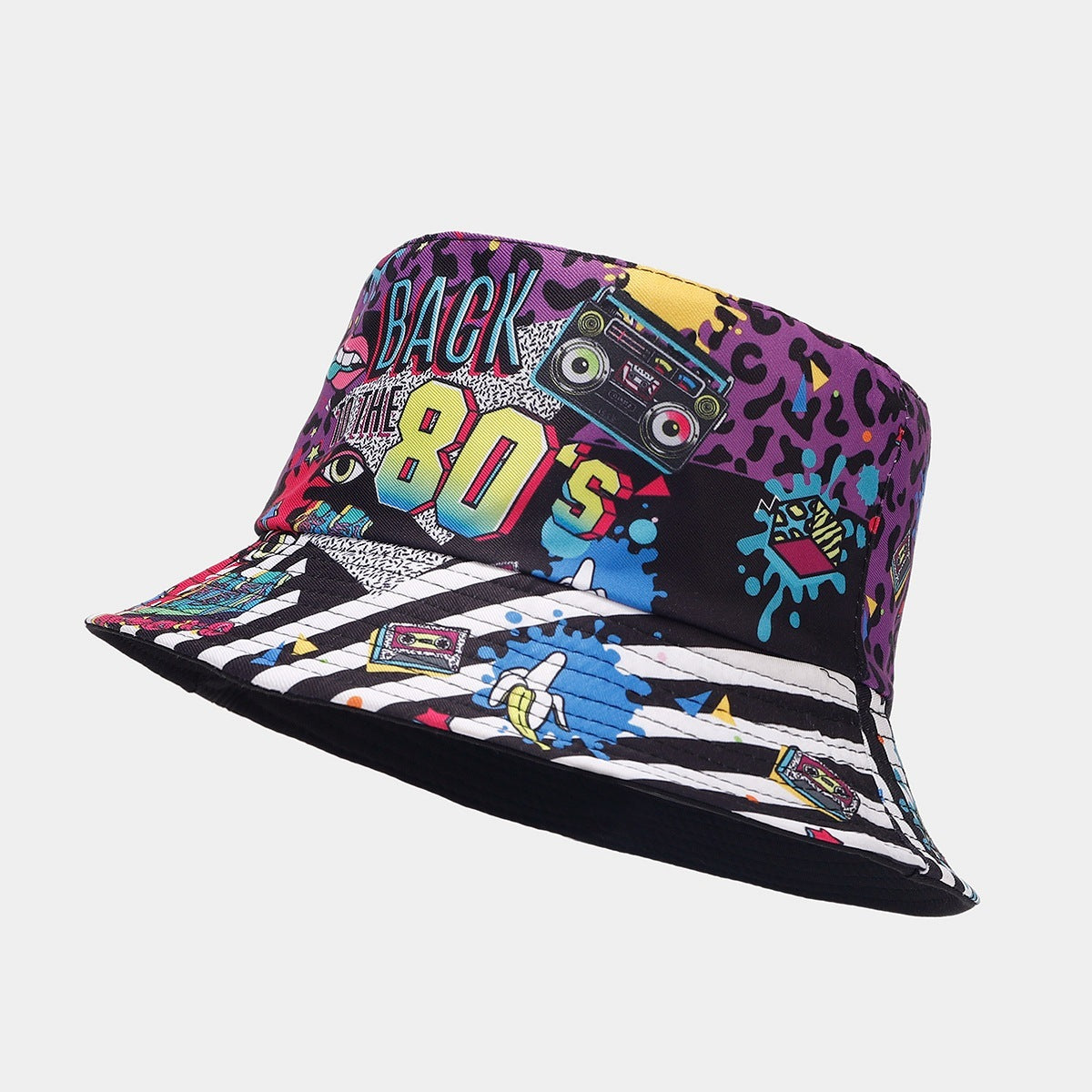 Graffiti Exterior Double-Sided Reverse Black Interior Bucket Hat