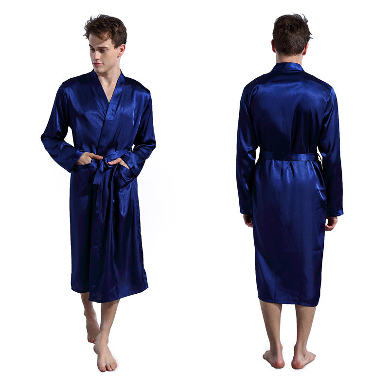 Men's Sleek Solid Color Belt Robe Huge Variety