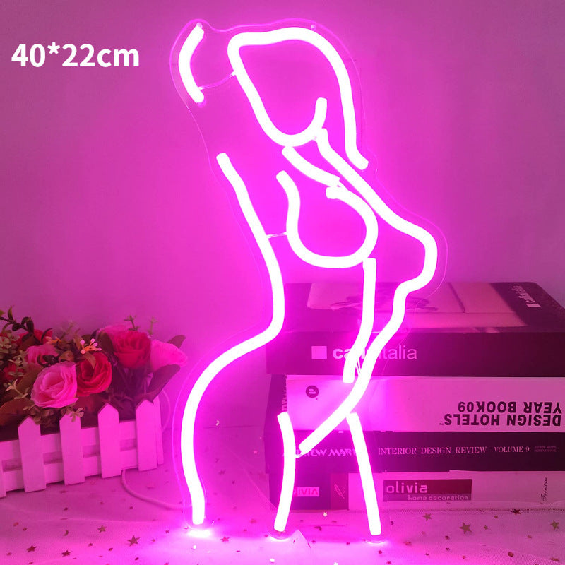 LED Back Neon Light Bar Seductive Glowing Woman Multiple Styles