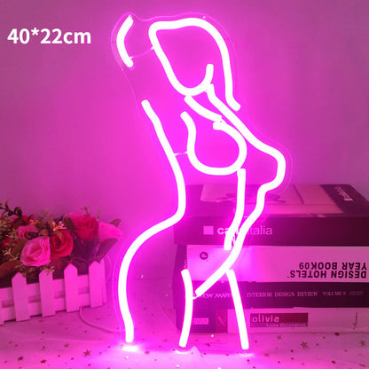 LED Back Neon Light Bar Seductive Glowing Woman Multiple Styles