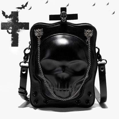 Gothic Dark Skull Crossbody Mini Square Chain Messenger Bag