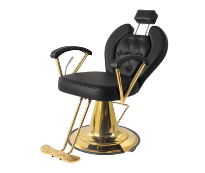 Golden Accent Leather Massage Barber Hair Salon Chair