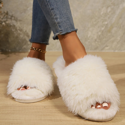 Chaussons ouverts en peluche douce et moelleuse