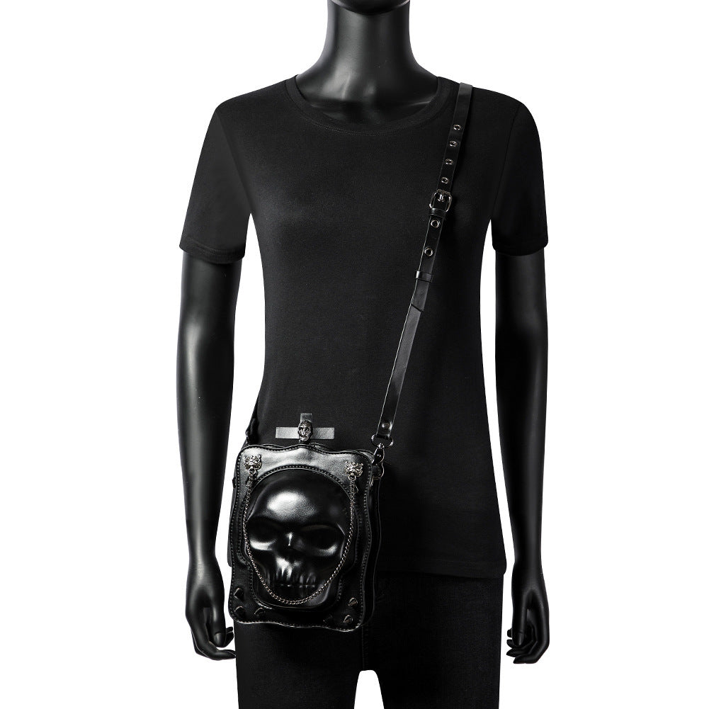 Gothic Dark Skull Crossbody Mini Square Chain Messenger Bag