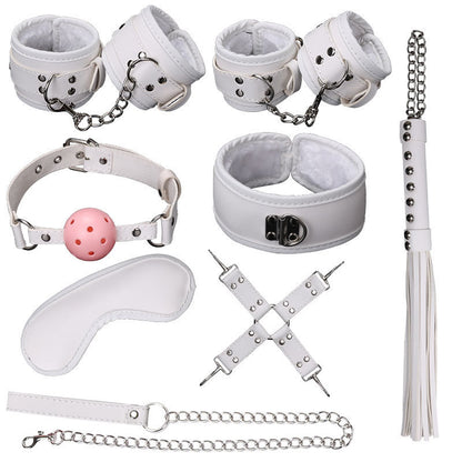 Ball Gag Sexy 8 Piece Set Training Bondage And Discipline Set Plush Leather Handcuffs