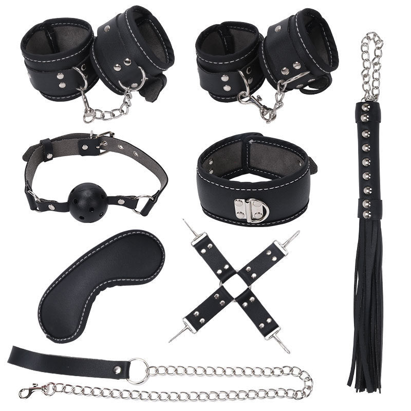 Ball Gag Sexy 8 Piece Set Training Bondage And Discipline Set Plush Leather Handcuffs