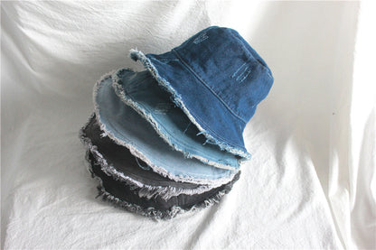 Sunshade Raw Edge Denim Bucket Hat