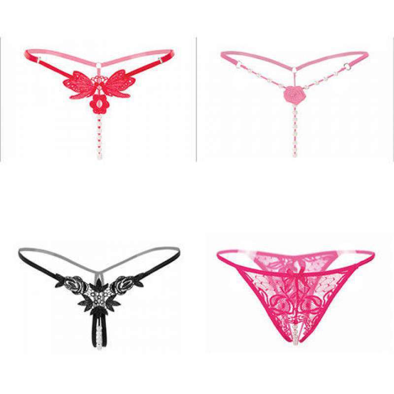 Embellished 4-Pack Thong Women's Cutout G-String Huge Variety