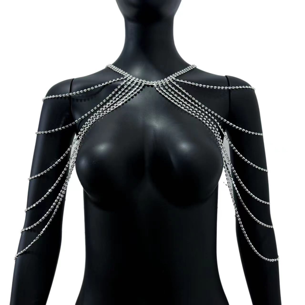 Unisex Tassel Multi-Layer Rhinestone Shoulder Body Chain