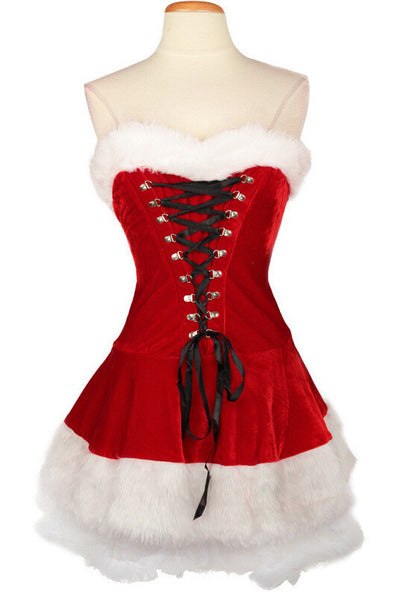 Tube Top Furry Corset Dress Lady Santa Claus