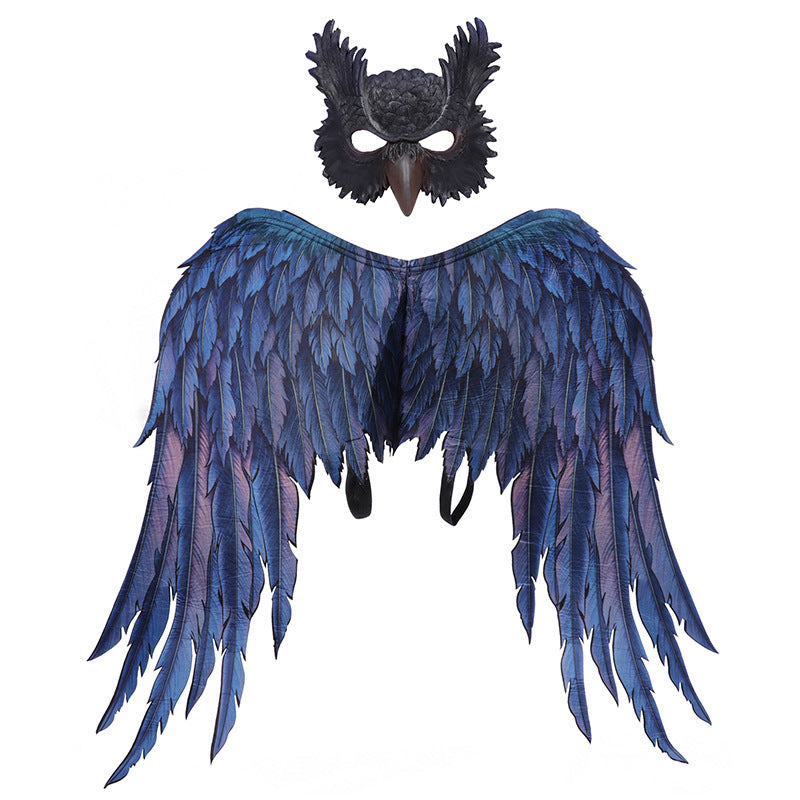 Multicolor Gradient Feather Wing Decor Masquerade Set