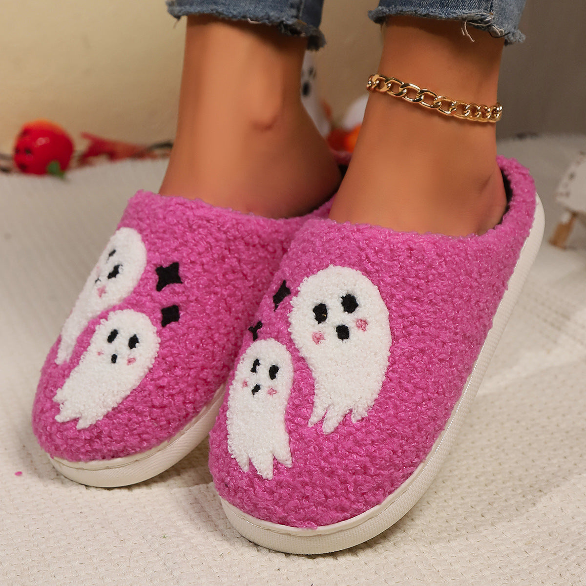 Halloween Cartoon Ghost Cotton Slippers