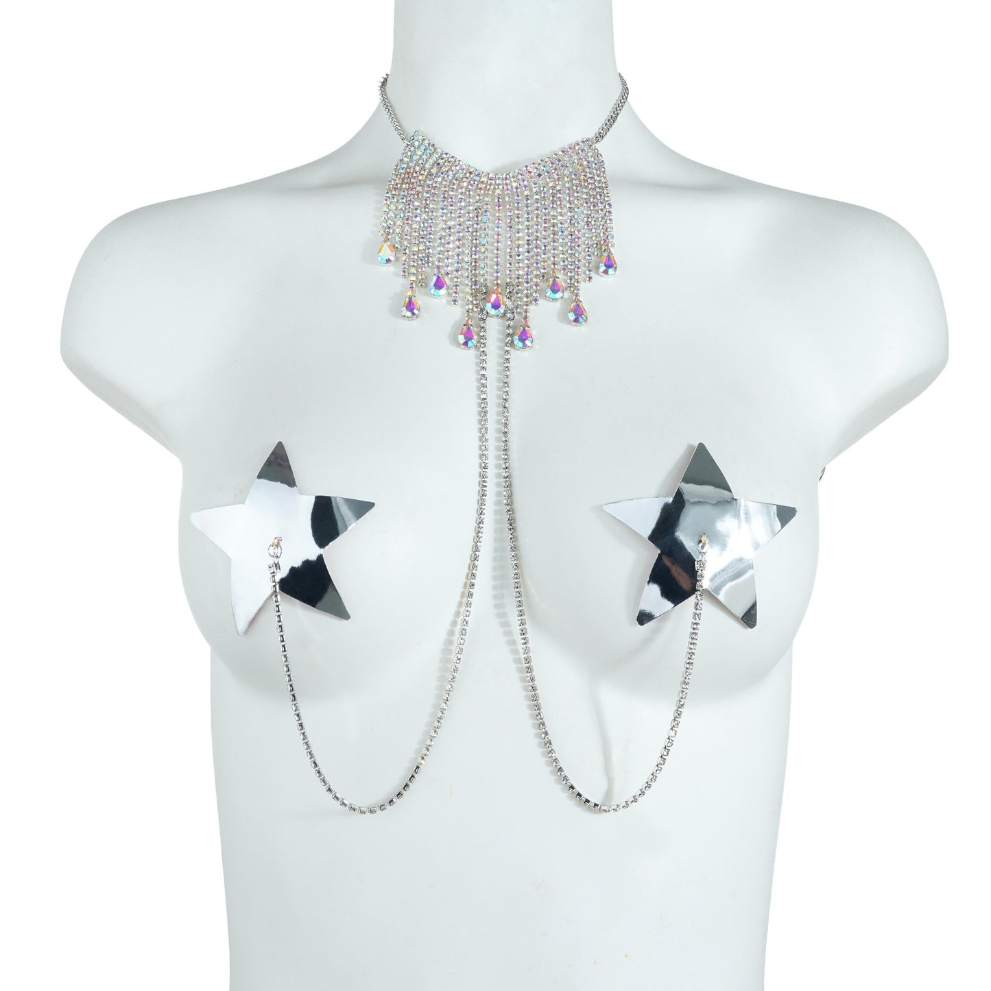 Rhinestone Breast Pad Body Chains Metal Chest Accessories