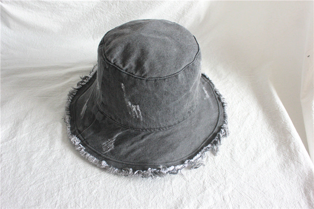 Sunshade Raw Edge Denim Bucket Hat