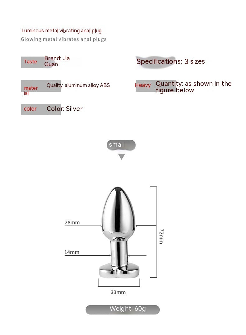 Luminous App Remote Control Metal Heart-Shaped Anal Plug