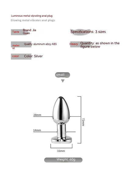 Luminous App Remote Control Metal Heart-Shaped Anal Plug